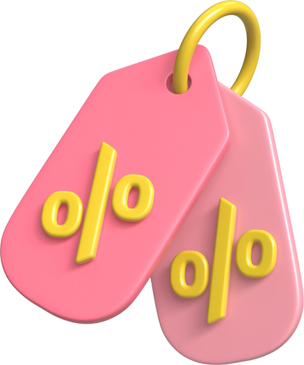Percent Discount Coupon Tag icon Isolated 3d render Illustration
